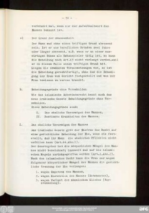 B. Scheidungsgründe ohne Verschulden
