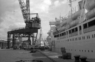Bremerhaven: Schiff "Fairsea", am Pier, von hinten