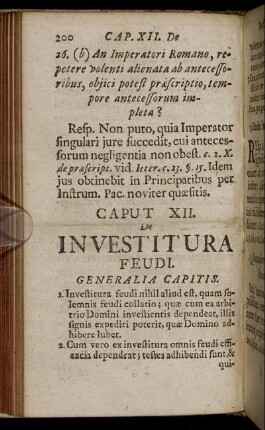 Caput XII. De Investitura Feudi.