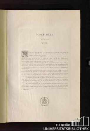 Josef Beer. Architekt, Wien