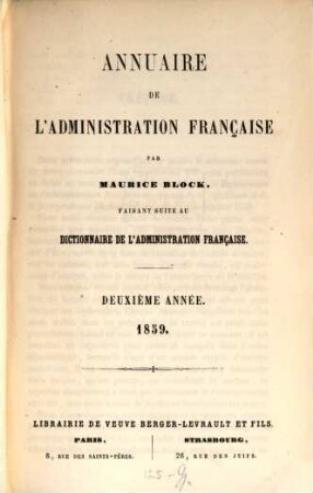 Annuaire de l'administration française, 2. 1859