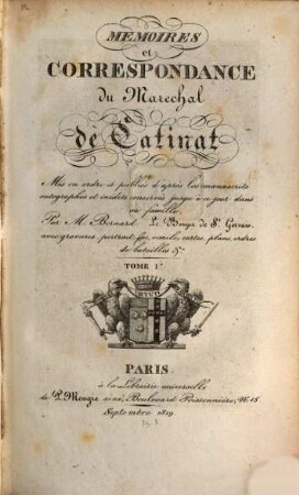 Mémoires et correspondance du Marechal de Catinat. 1