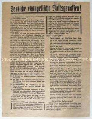 Propagandaflugblatt des Christlich-Sozialen Volksdienstes an die Protestanten zur Reichstagswahl am 5. März 1933