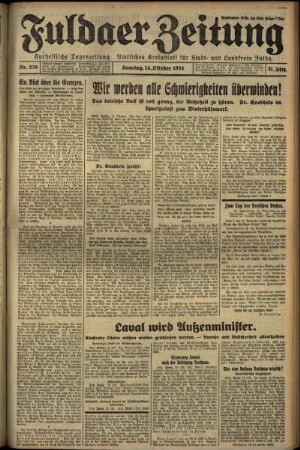 Erste Ausgabe vom Sonntag, den 14. Oktober 1934.