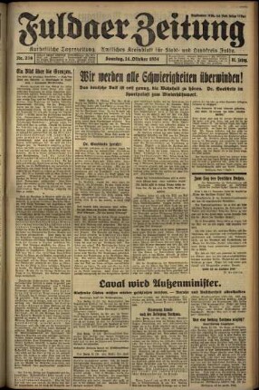 Erste Ausgabe vom Sonntag, den 14. Oktober 1934.