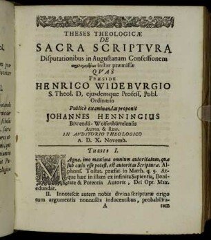 Theses Theologicæ De Sacra Scriptura [...]