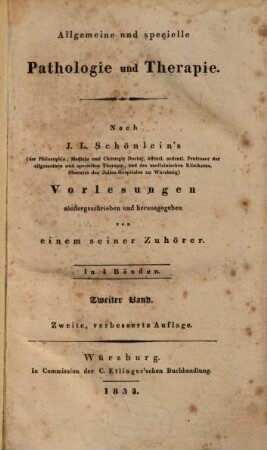 Allgemeine und specielle Pathologie und Therapie : in 4 Bänden, 2