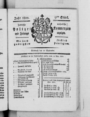 37tes Stück, Ausgabe vom 10. September 1800