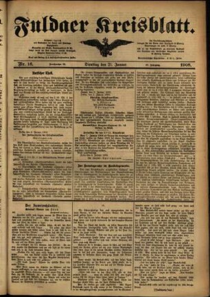 Ausgabe vom Dienstag, den 21. Januar 1908.