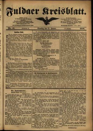 Ausgabe vom Dienstag, den 21. Januar 1908.