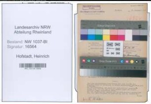 Entnazifizierung Heinrich Hofstadt , geb. 22.05.1905 (Verw.Inspektor)