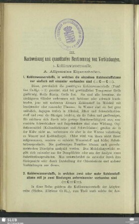 III. Nachweisung und quantitative Bestimmung von Verbindungen