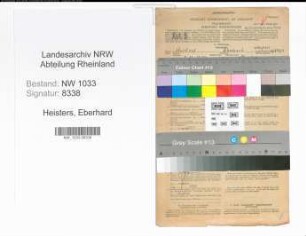 Entnazifizierung Eberhard Heisters , geb. 08.11.1912 (Bildhauer)