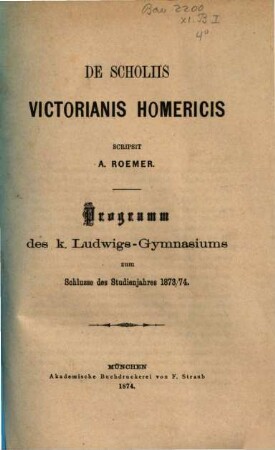 De scholiis Victorianis Homericis