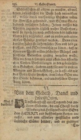 VI. Von dem Gebeth, Danck und Lobe Gottes