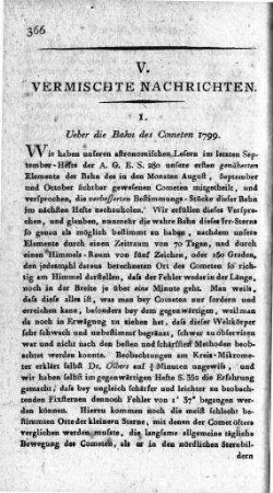 Über die Bahn des Cometen 1799
