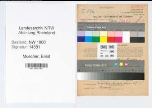 Entnazifizierung Ernst Muecher, geb. 04.05.1902 (Dachdeckermeister)