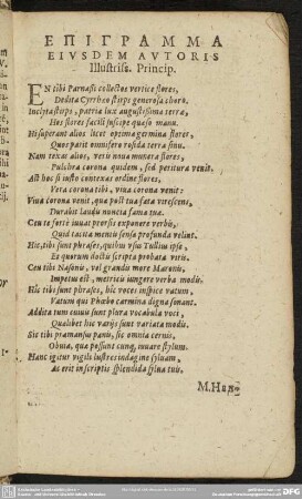 Epigramma Eiusdem Autoris Illustriss. Princip
