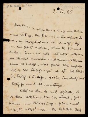 Brief von Eugen Rosenstock-Huessy an Franz Rosenzweig