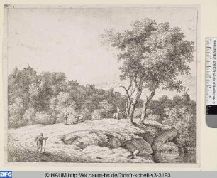 Landschaft mit Wanderer