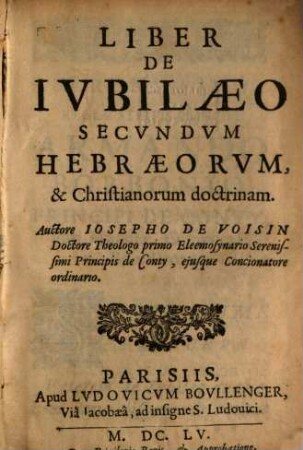 Liber De Iubilaeo Secundum Hebraeorum & Christianorum doctrinam