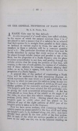 On the general properties of nasik cubes.