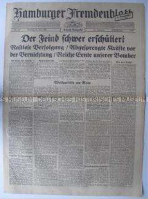 Tageszeitung "Hamburger Fremdenblatt" zum Krieg in Frankreich