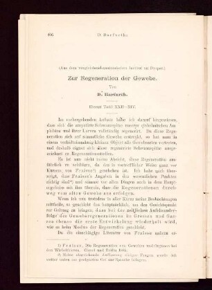Zur Regeneration der Gewebe