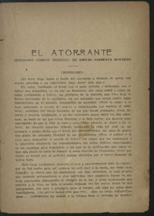 El atorrante : monólogo cómico, original