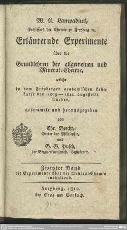 2: Die Experimente über die Mineral-Chemie enthaltend