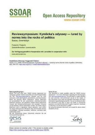 Reviewsymposium: Kymlicka's odyssey — lured by norms into the rocks of politics