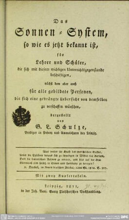 Das Sonnen-System, so wie es jetzt bekannt ist