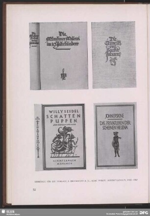 Gestaltung verschiedener Buchumschläge für die Verlage F.Bruckmann K.-G., Kurt Wolff, Albert Langen
