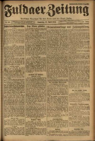 Erste Ausgabe vom Samstag, den 12. April 1924.