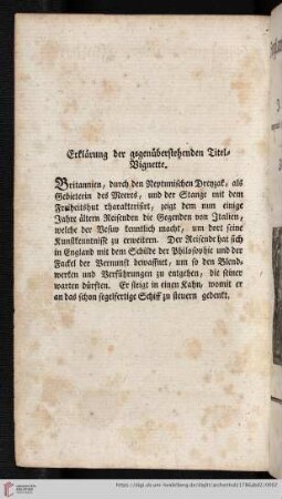 Erklärung der gegenüberstehenden Titel-Vignette