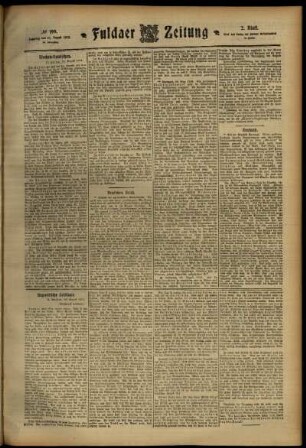 Zweite Ausgabe vom Samstag, den 31. August 1912.