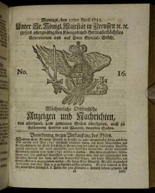 No. 16. Montags, den 17ten April 1752.