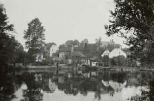 Gnandstein, Ortsansicht mit Teich : Gnandstein. Ortsansicht über den Dorfteich