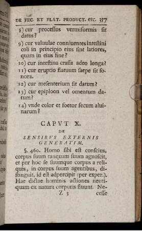 Caput X. De Sensibus Externis Generatim.