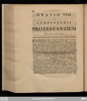 Oratio VIII. De Componendis Protestantium Dissidiis.