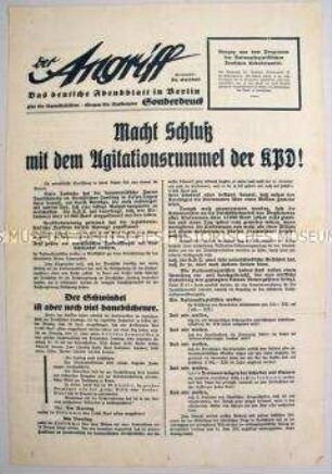 Sonderausgabe der NS-Zeitung "Der Angriff" zur Reichstagswahl im Juli 1932