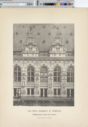 Rathhaushof, Détail der Façade : das neue Rathhaus in Hamburg