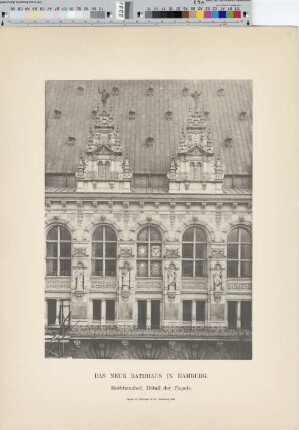 Rathhaushof, Détail der Façade : das neue Rathhaus in Hamburg