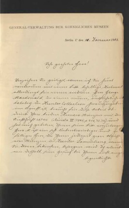 Brief von Hugo Gaebler, Berlin : 10.01.1898
