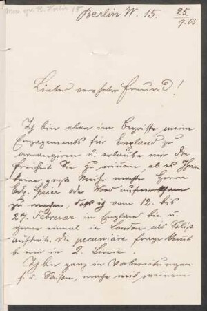 Brief an Edward Speyer : 25.09.1905