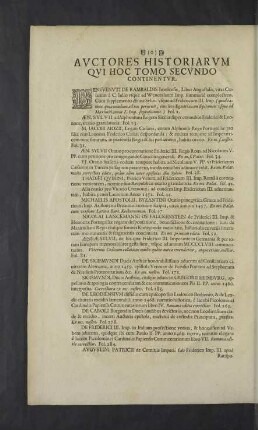 Auctores Historiarum qui hoc tomo secundo continentur.