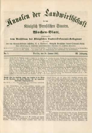 No. 5. Berlin, den 28. Januar 1863. III. Jahrgang.
