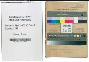 Entnazifizierung Ernst Geue , geb. 01.08.1895 (Oberfeuerwehrmann)