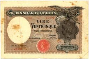 Geldschein, 25 Lire, 12.3.1919