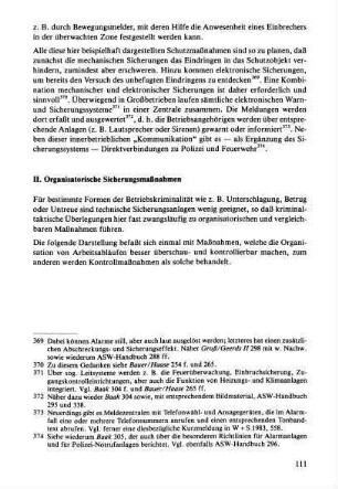 II. Organisatorische Sicherungsmaßnahmen